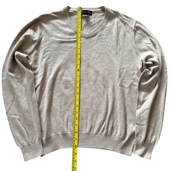 Brooks Brothers Men's 100% Supima Cotton V-Neck Pullover Sweater Beige Size Med - Picture 2 of 4